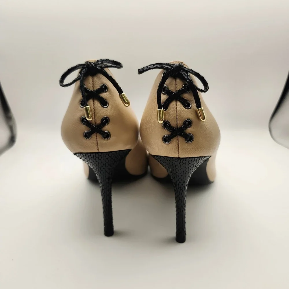 Levity Women's Beige Black Snake Print Stiletto Heel‎ Pumps Shoes Size 11M